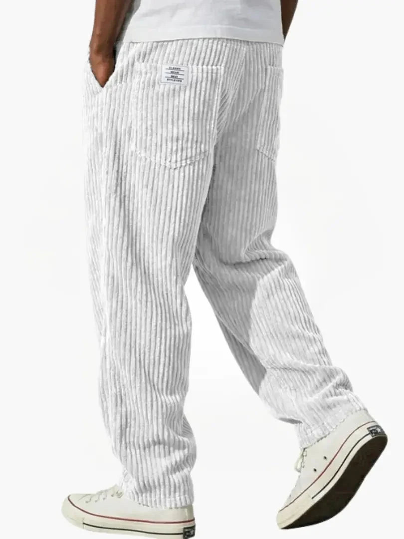 Men's Relaxed Fit Corduroy Trousers with Drawstring Waist 5