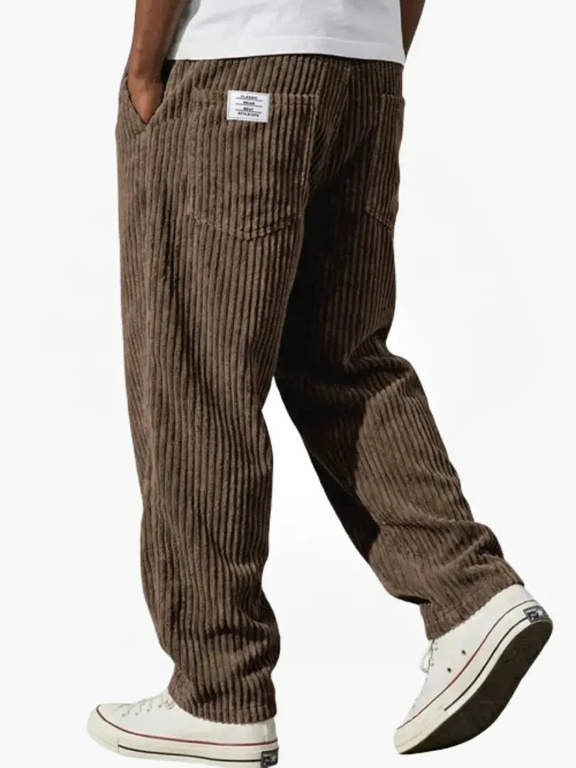 Men's Relaxed Fit Corduroy Trousers with Drawstring Waist 8