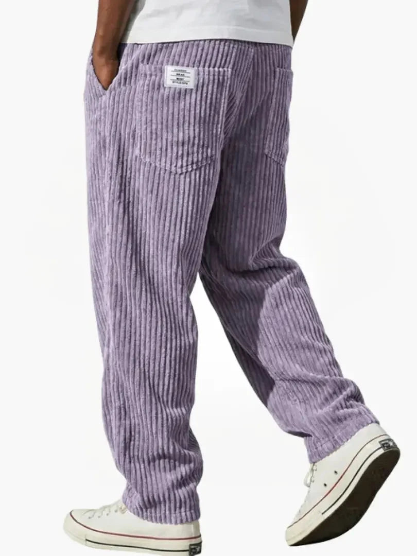 Men's Relaxed Fit Corduroy Trousers with Drawstring Waist 9