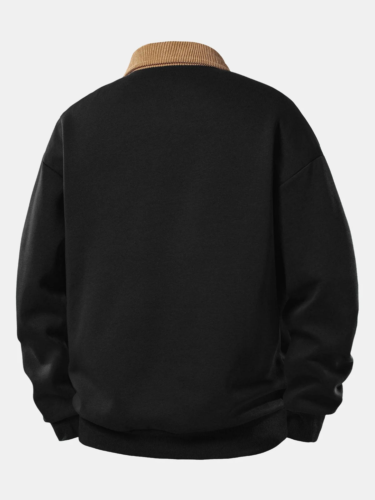 Men's Relaxed Polo Sweatshirt with Corduroy Collar Cotton Blend 5