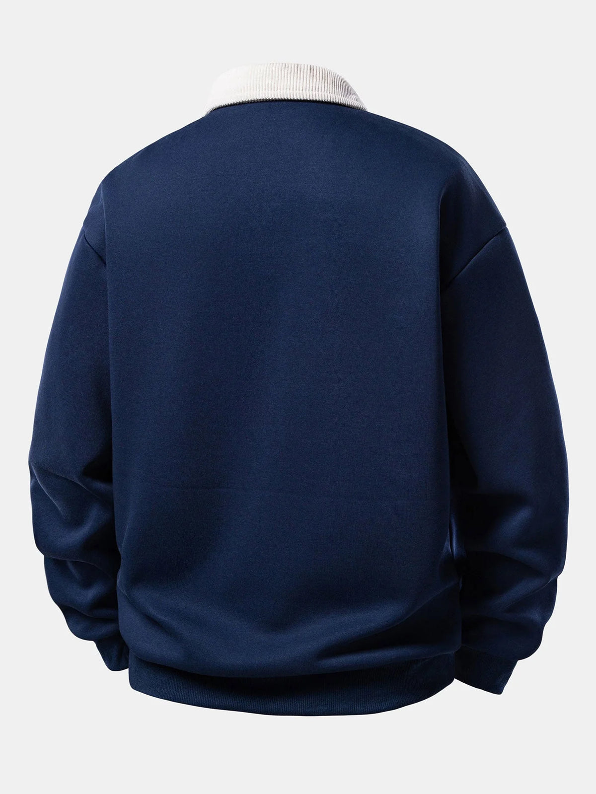 Men's Relaxed Polo Sweatshirt with Corduroy Collar Cotton Blend 6
