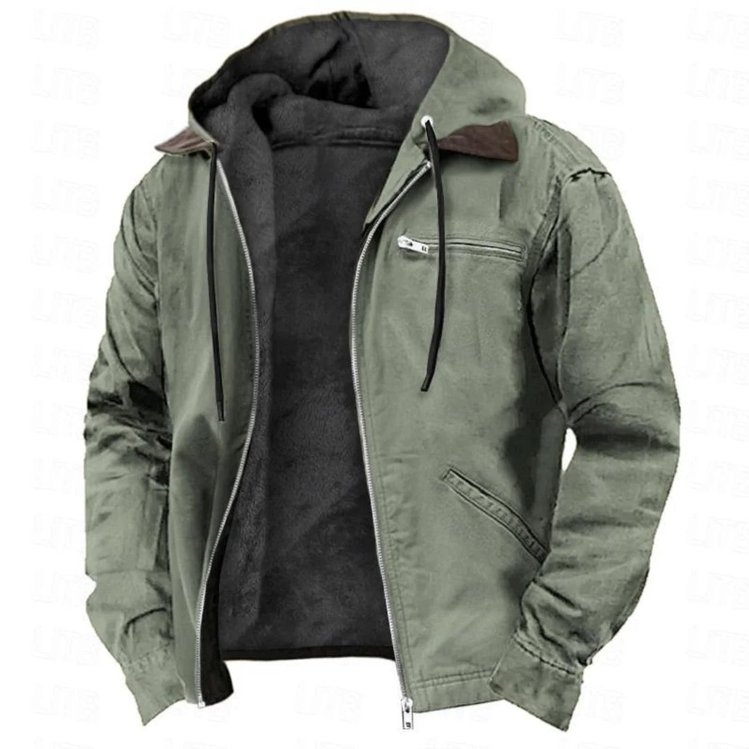 Men's Removable Hood Winter Jacket Warm Full-Zip Coat 1