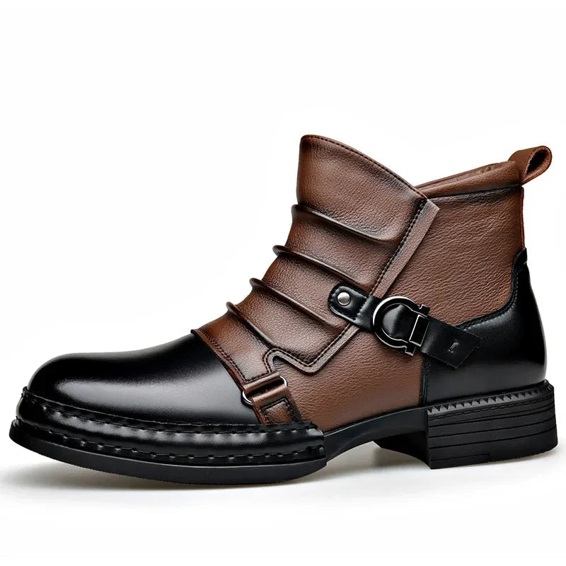 Men's Retro Ankle Boots | Warm-Lined Low Heel with Side Zip 1