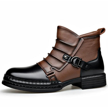 Men's Retro Ankle Boots | Warm-Lined Low Heel with Side Zip 1