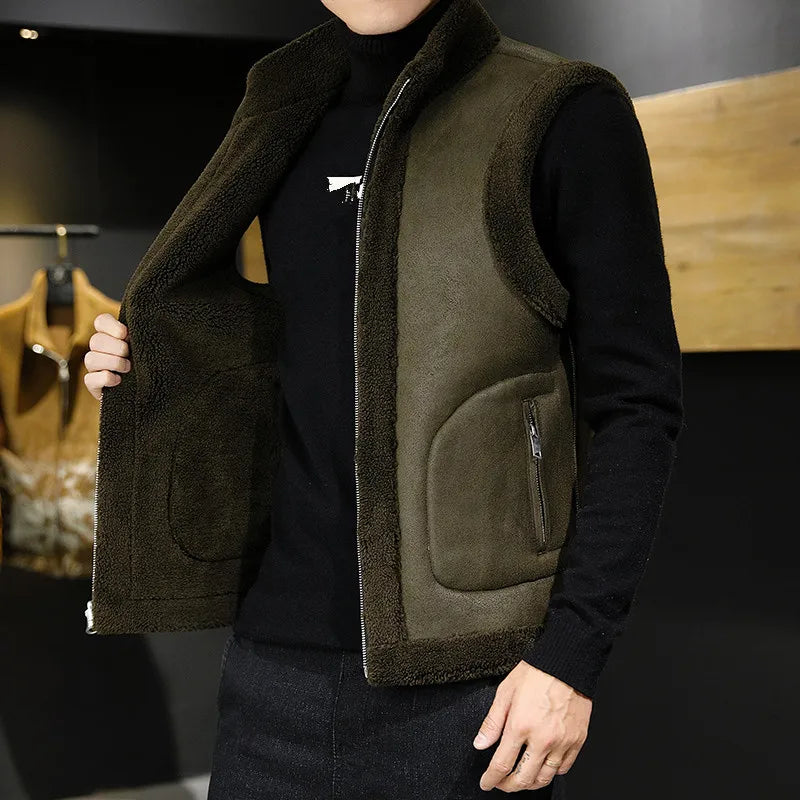Men's Reversible Sherpa Fleece Vest | Sleeveless Zip-Up 2