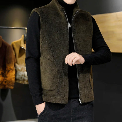 Men's Reversible Sherpa Fleece Vest | Sleeveless Zip-Up 6