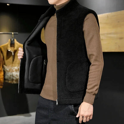 Men's Reversible Sherpa Fleece Vest | Sleeveless Zip-Up 8