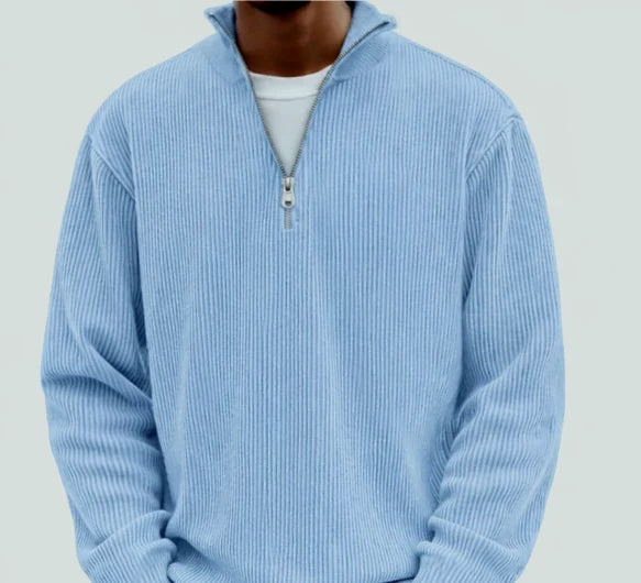 Men's Rib-Knit Zip-Neck Sweater Long Sleeve 0