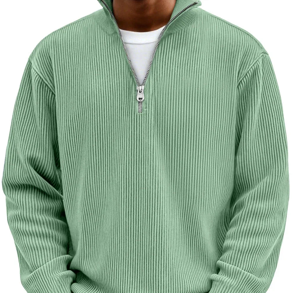 Men's Rib-Knit Zip-Neck Sweater Long Sleeve 2