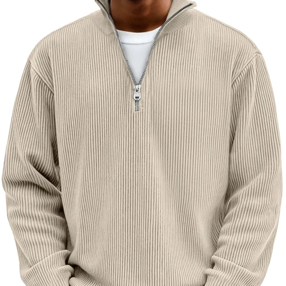 Men's Rib-Knit Zip-Neck Sweater Long Sleeve 3