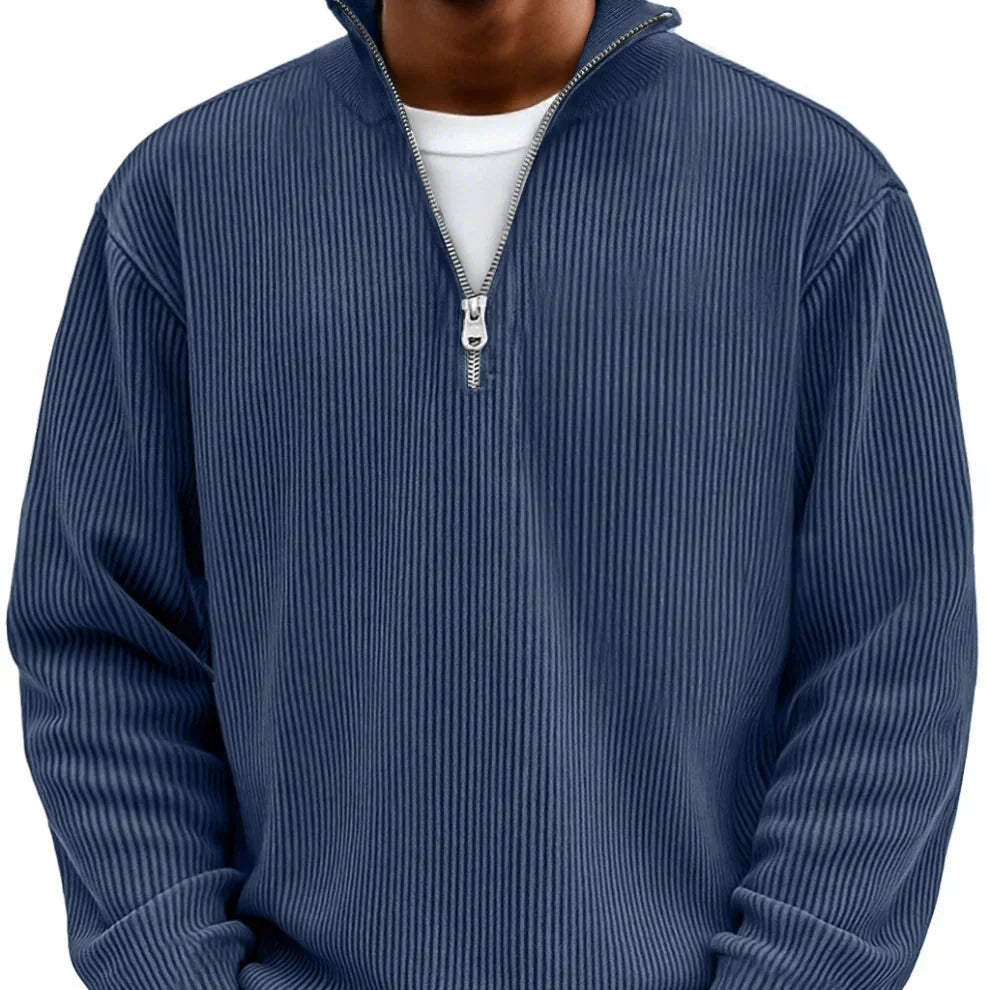 Men's Rib-Knit Zip-Neck Sweater Long Sleeve 4
