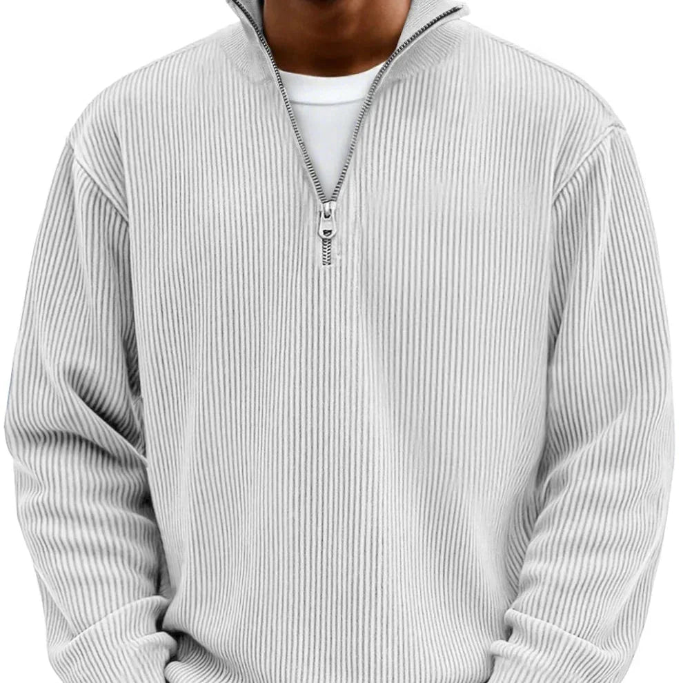 Men's Rib-Knit Zip-Neck Sweater Long Sleeve 5