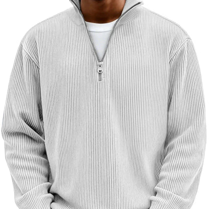 Men's Rib-Knit Zip-Neck Sweater Long Sleeve 5
