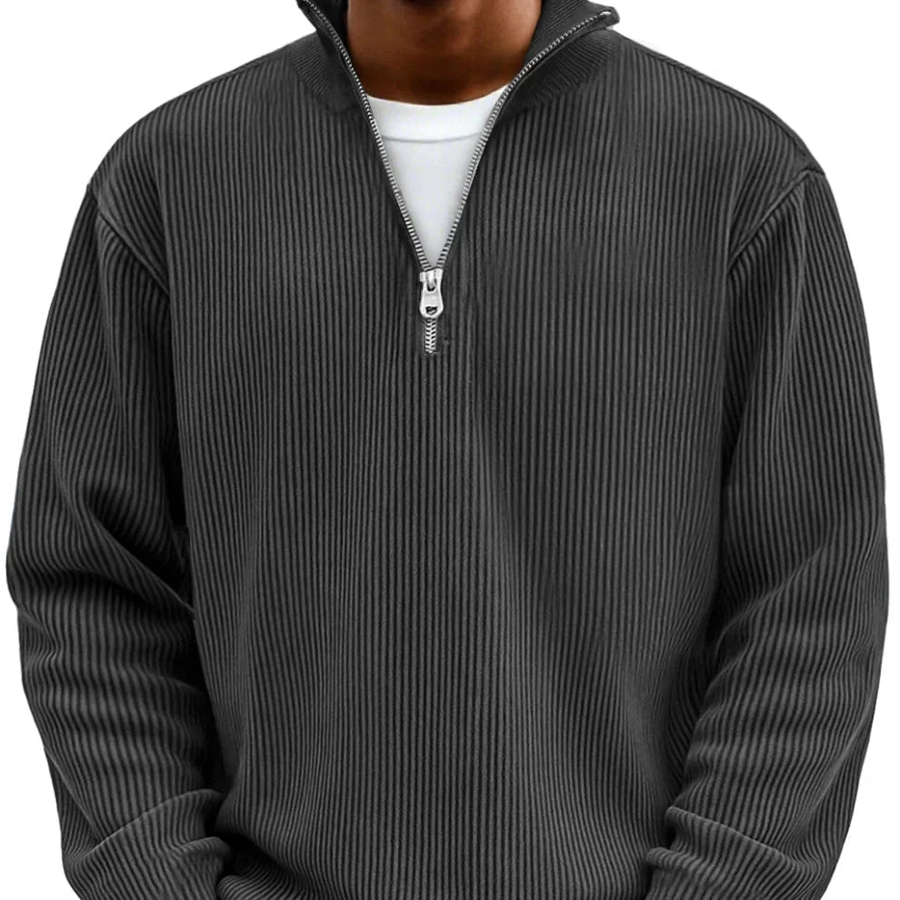 Men's Rib-Knit Zip-Neck Sweater Long Sleeve 6