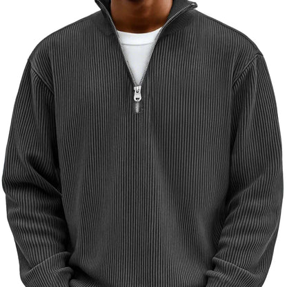 Men's Rib-Knit Zip-Neck Sweater Long Sleeve 6
