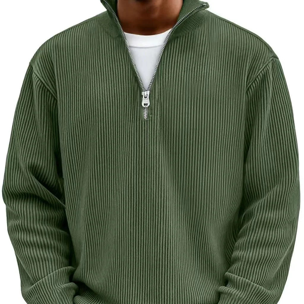 Men's Rib-Knit Zip-Neck Sweater Long Sleeve 7