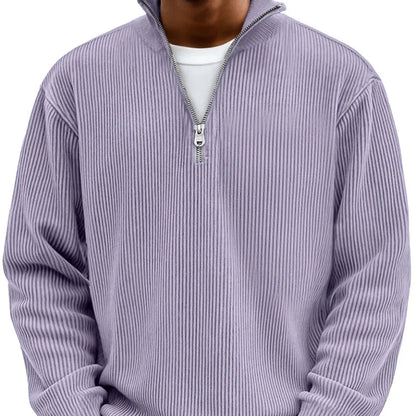 Men's Rib-Knit Zip-Neck Sweater Long Sleeve 8