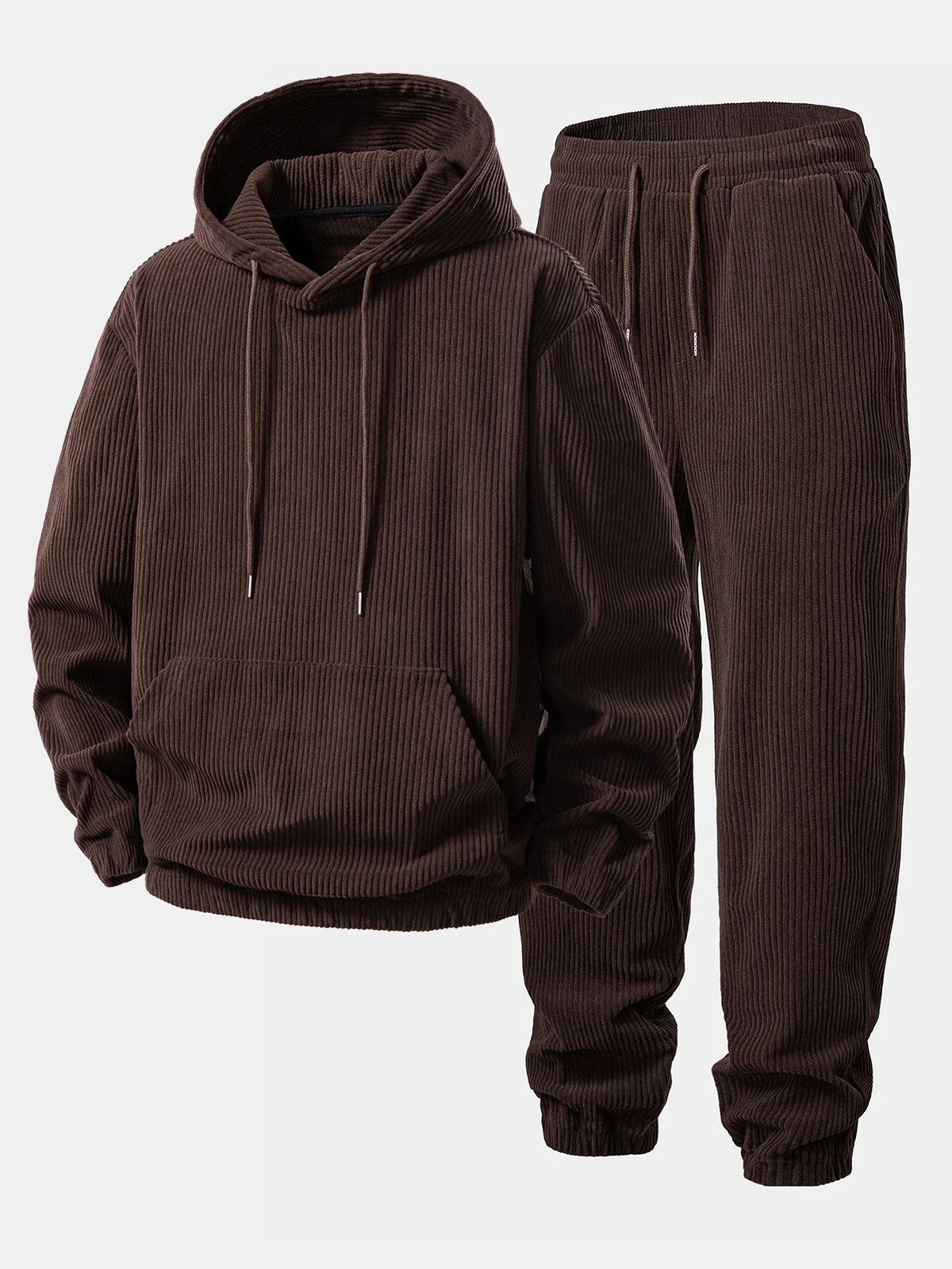 Men's Ribbed Corduroy Tracksuit | Hoodie and Tapered Joggers 1