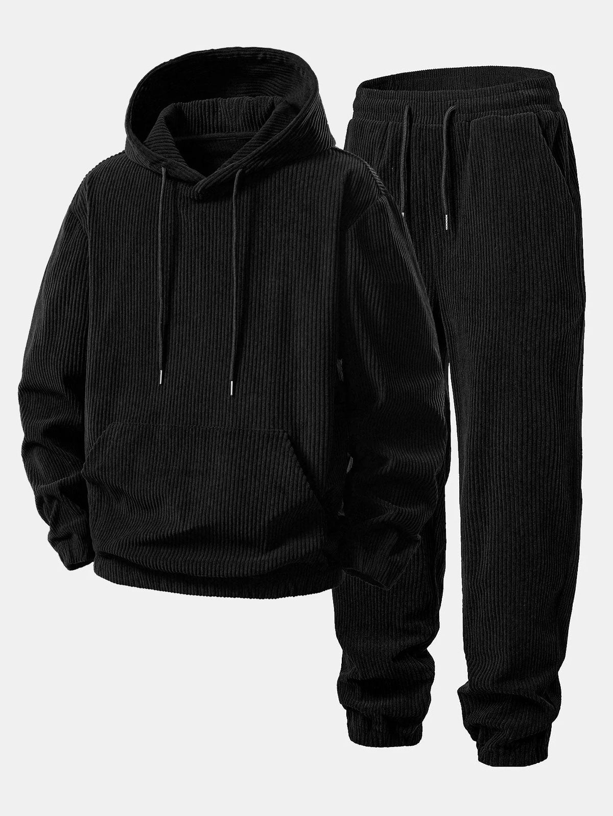 Men's Ribbed Corduroy Tracksuit | Hoodie and Tapered Joggers 2