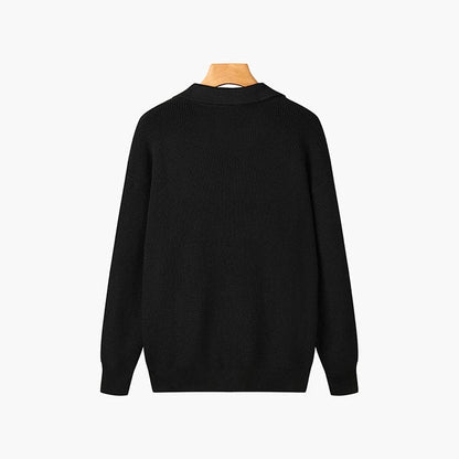 Men's Ribbed Cotton Zip-Neck Polo Sweater | Long Sleeve Knit 4