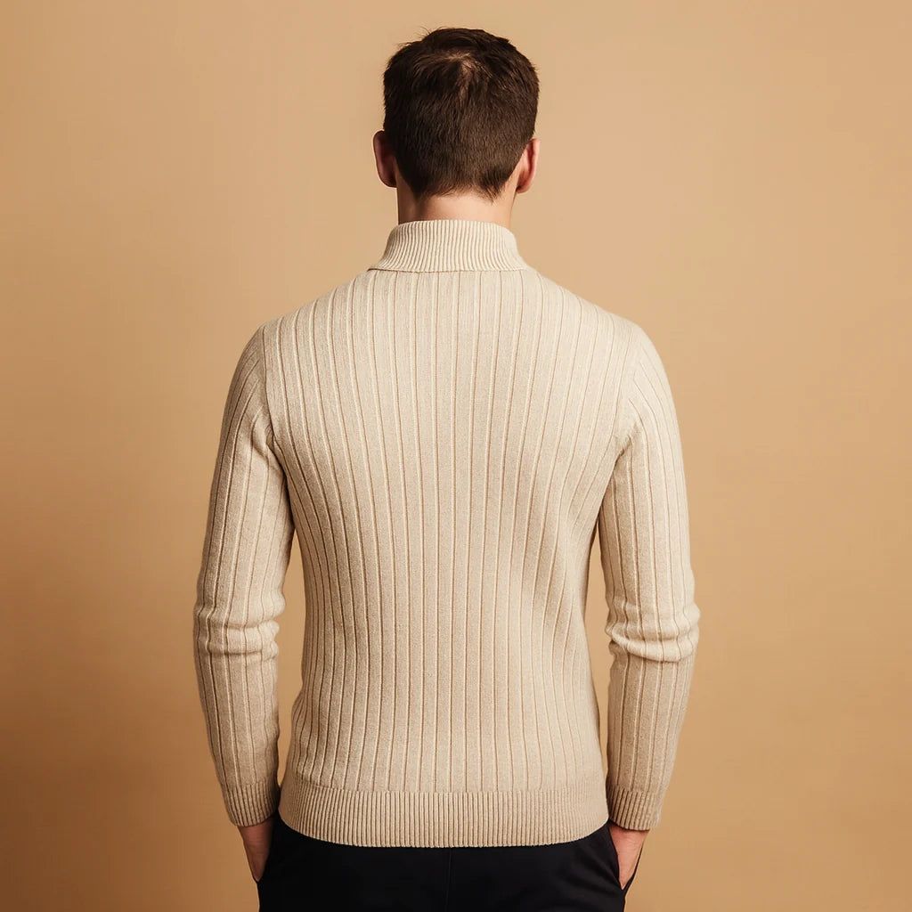 Men's Ribbed Half-Zip Sweater Stand-Collar Autumn Layer 4