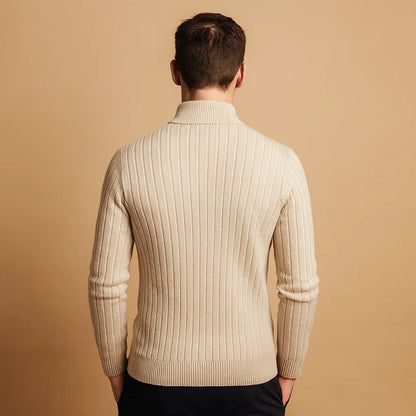 Men's Ribbed Half-Zip Sweater Stand-Collar Autumn Layer 4