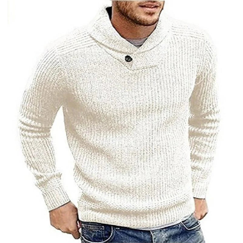 Men's Ribbed Shawl Collar Sweater | Casual Knitwear 0