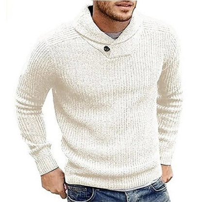 Men's Ribbed Shawl Collar Sweater | Casual Knitwear 0