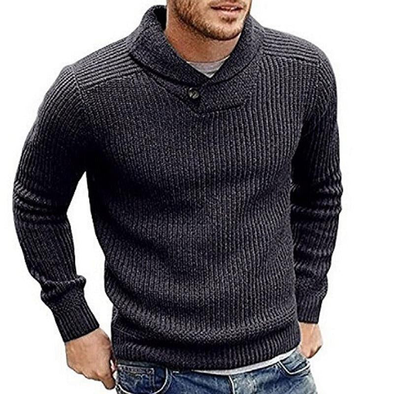 Men's Ribbed Shawl Collar Sweater | Casual Knitwear 1