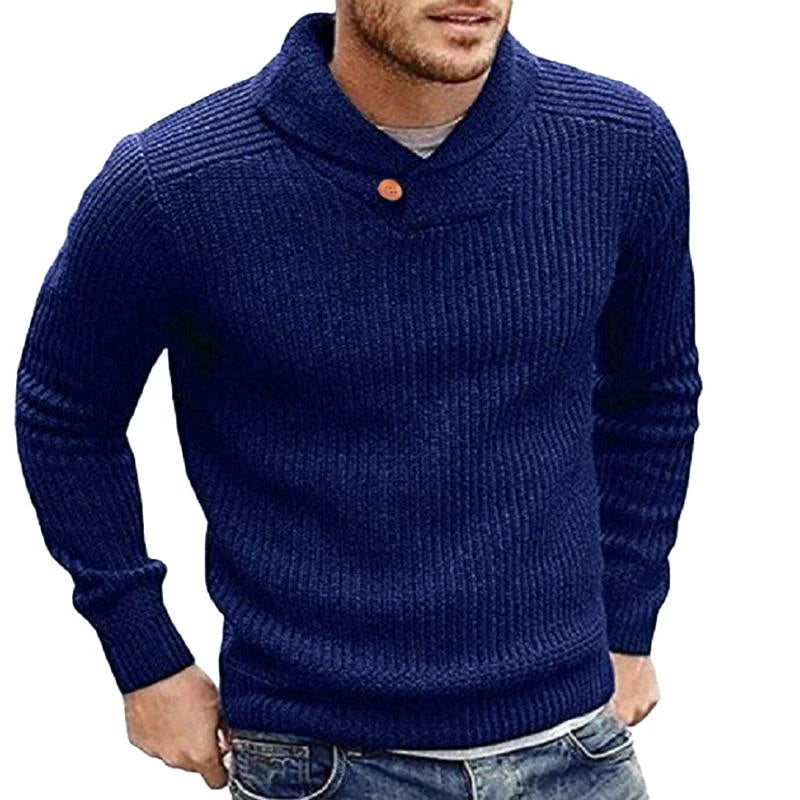 Men's Ribbed Shawl Collar Sweater | Casual Knitwear 2