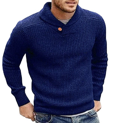 Men's Ribbed Shawl Collar Sweater | Casual Knitwear 2