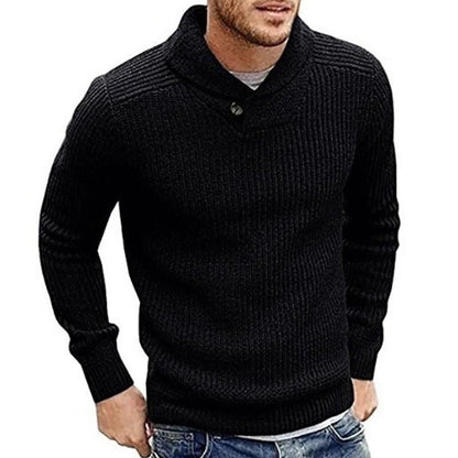 Men's Ribbed Shawl Collar Sweater | Casual Knitwear 3