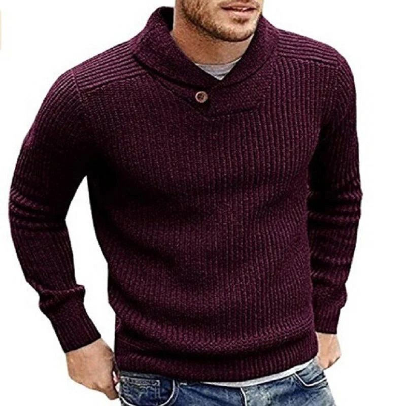 Men's Ribbed Shawl Collar Sweater | Casual Knitwear 4