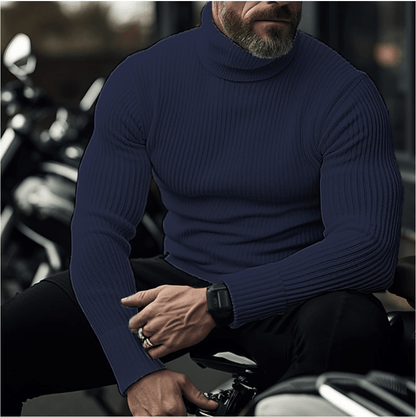 Men's Ribbed Turtleneck Sweater Slim-Fit Long Sleeve 2