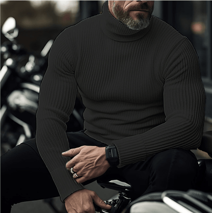 Men's Ribbed Turtleneck Sweater Slim-Fit Long Sleeve 5