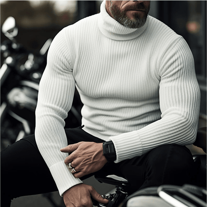 Men's Ribbed Turtleneck Sweater Slim-Fit Long Sleeve 6