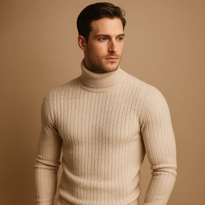 Men's Ribbed Turtleneck Sweater | Soft Knit Pullover 4