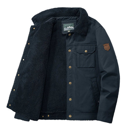 Men's Sherpa-Lined Fleece Jacket | Warm Utility Coat 0