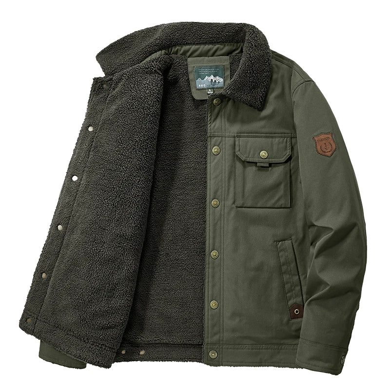 Men's Sherpa-Lined Fleece Jacket | Warm Utility Coat 1