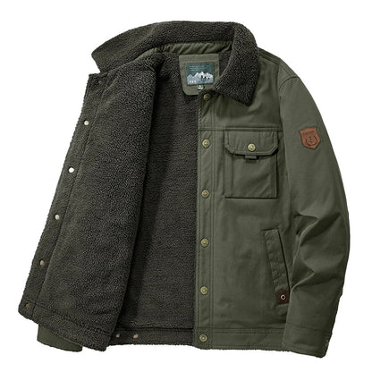 Men's Sherpa-Lined Fleece Jacket | Warm Utility Coat 1