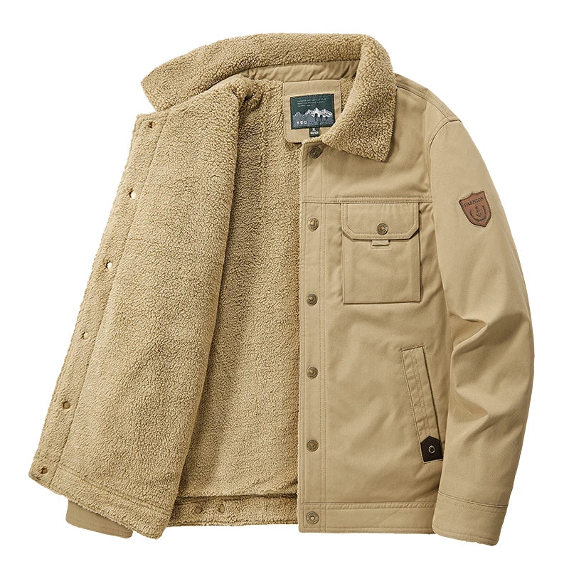 Men's Sherpa-Lined Fleece Jacket | Warm Utility Coat 2