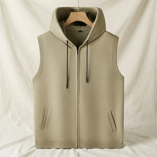 Men's Sleeveless Zip-Up Hoodie Vest | Athletic Training Gear 0