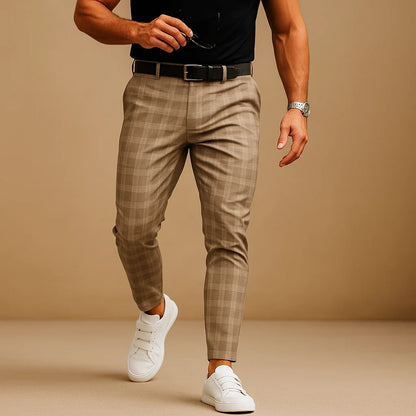 Men's Slim-Fit Printed Trousers | Casual Full-Length Pants 2