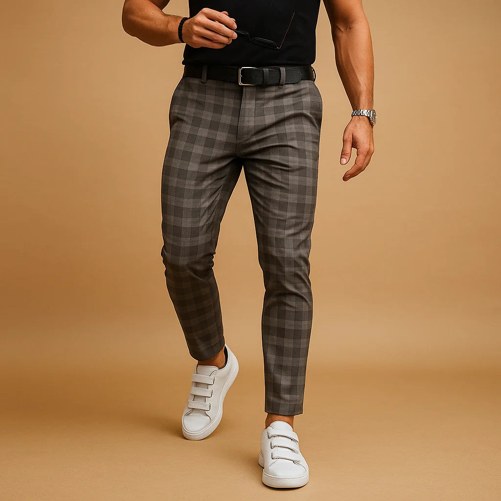 Men's Slim-Fit Printed Trousers | Casual Full-Length Pants 3