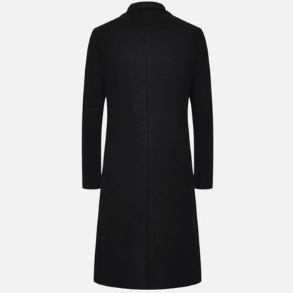Men's Slim-Fit Single-Breasted Long Overcoat Knee-Length 4