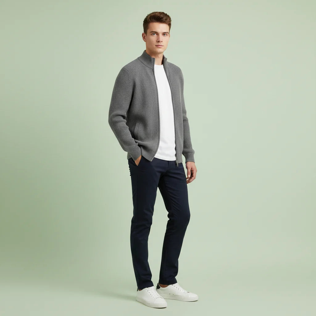 Men's Slim-Fit Zip Cardigan | Men's Cardigan Sweater 3