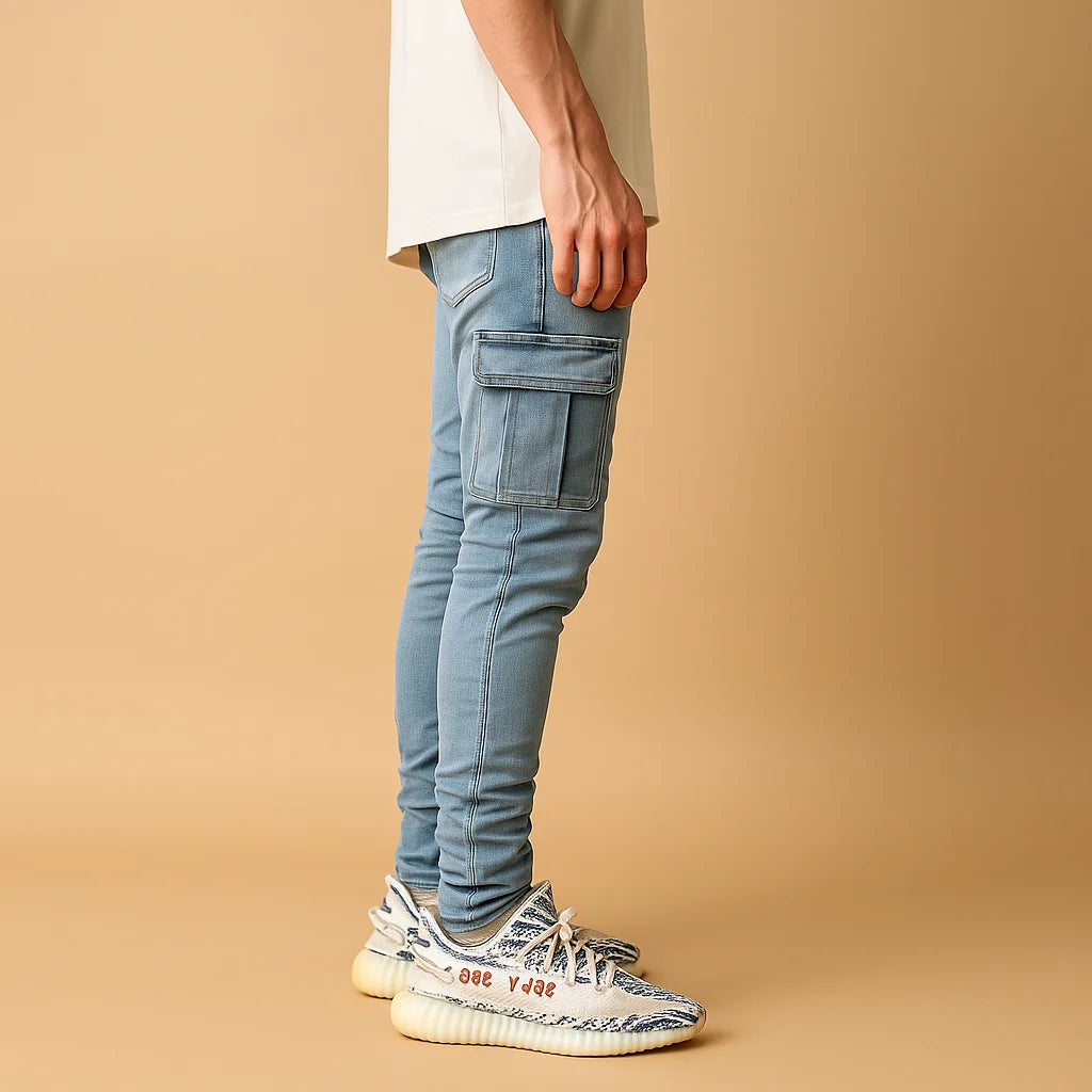 Men's Slim-Leg Cargo Jeans | Best Jeans for Men Denim Trousers 3