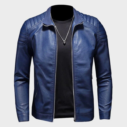 Men's Slim Fit Faux Leather Biker Jacket 0