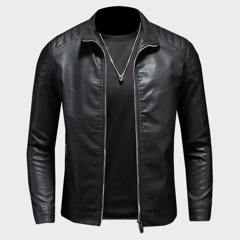 Men's Slim Fit Faux Leather Biker Jacket 1