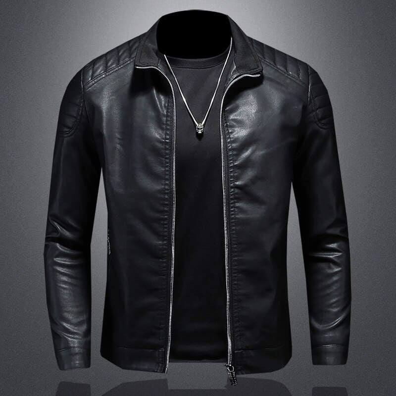 Men's Slim Fit Faux Leather Biker Jacket 4